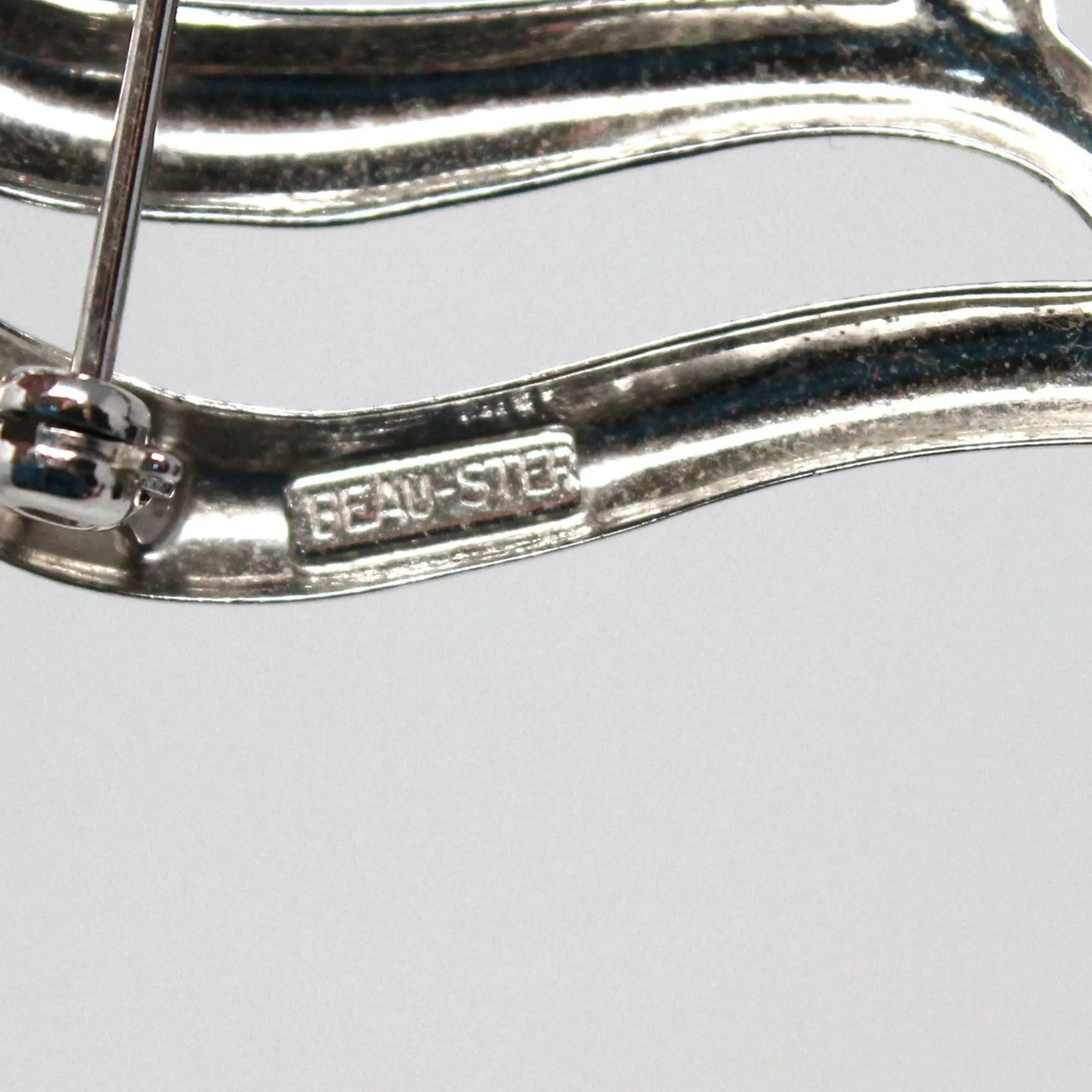 Brooch / Pin, Beau Ster, Open Heart 3 Loop Pin, Sterling Silver, Modernist, Vintage