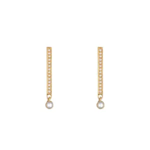 Brooklyn Diamond Bars with Moonstone Dangle Earrings