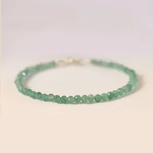 Buddha Stones 3mm Small Green Aventurine Ultra-Thin Beads Luck Bracelet