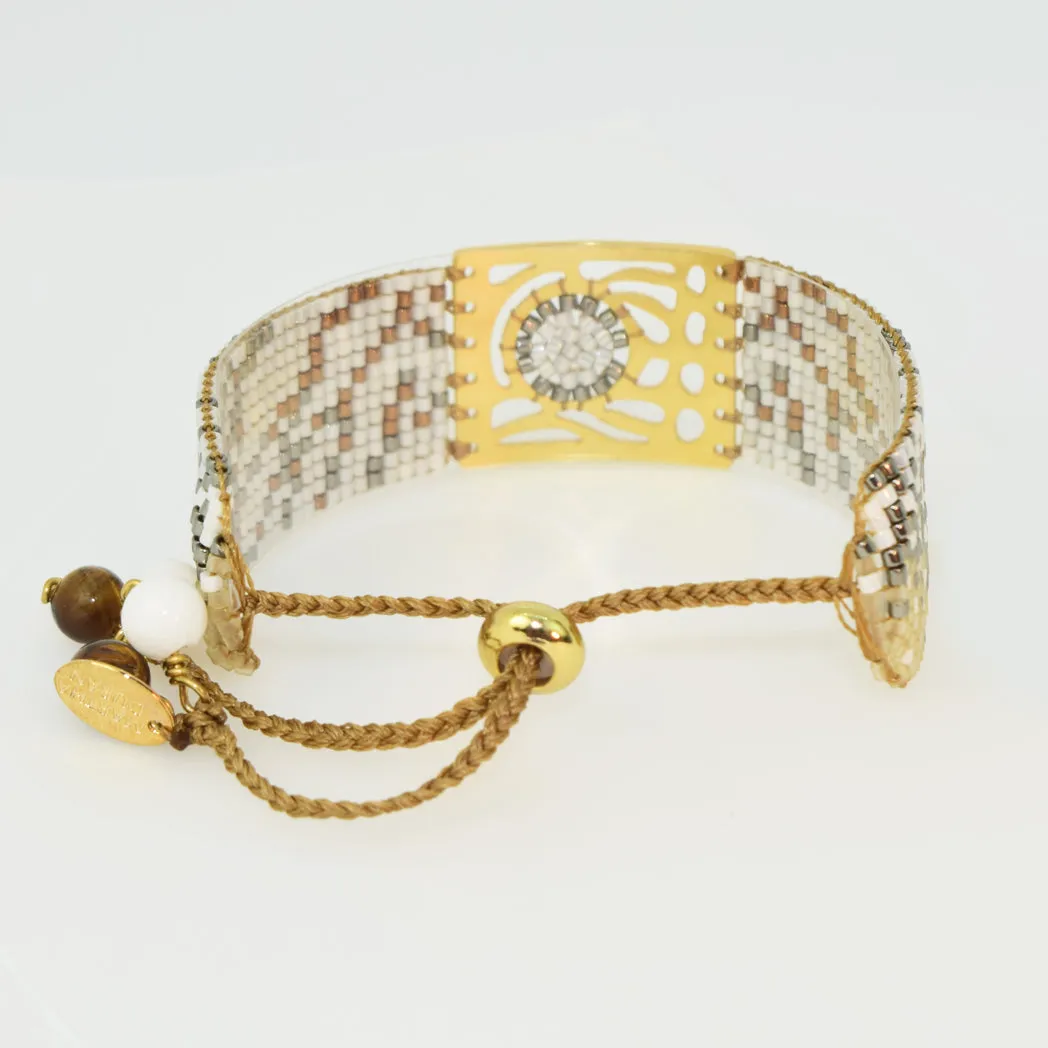 BUTTERFLY BRACELET IN GOLD PEARL WHITE AND LIGHT GRAY