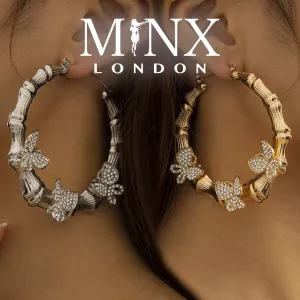 Butterfly Earrings | Hoop Earrings | Womens Big Diamond Earrings | Silver Hoop Earrings with Diamonds | Big Gold Hoop Earrings