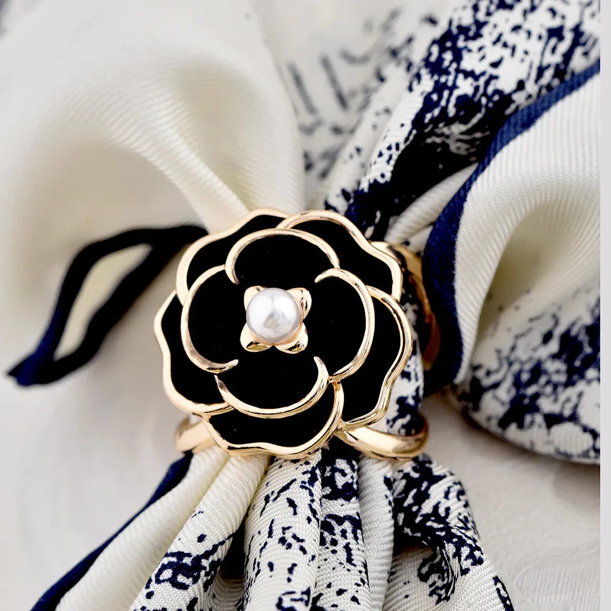 Camellia Silk Scarf Buckle Pin Women Coat Belt Buckles Shawl Ring Clip Scarves Fastener Brooches Clothing Corner Knotted Buttons