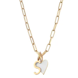 Cara White Enamel Charm Necklace