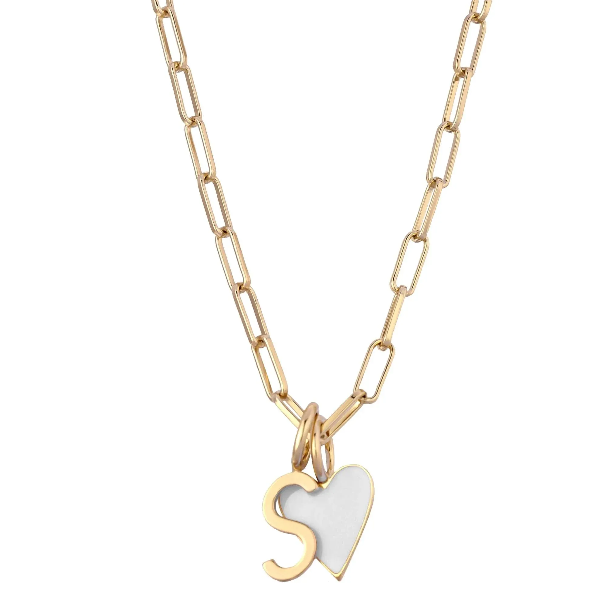 Cara White Enamel Charm Necklace