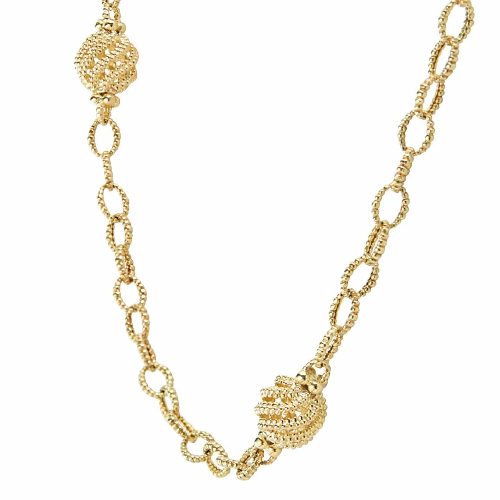 Caviar Gold 18K Gold Open Ball Link Necklace