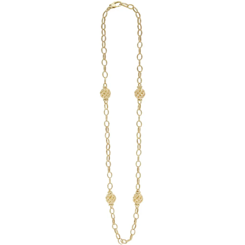 Caviar Gold 18K Gold Open Ball Link Necklace