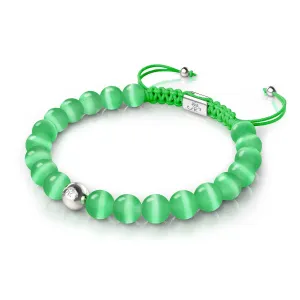 Celadon | Silver | Cheshire Glass Macrame Bracelet
