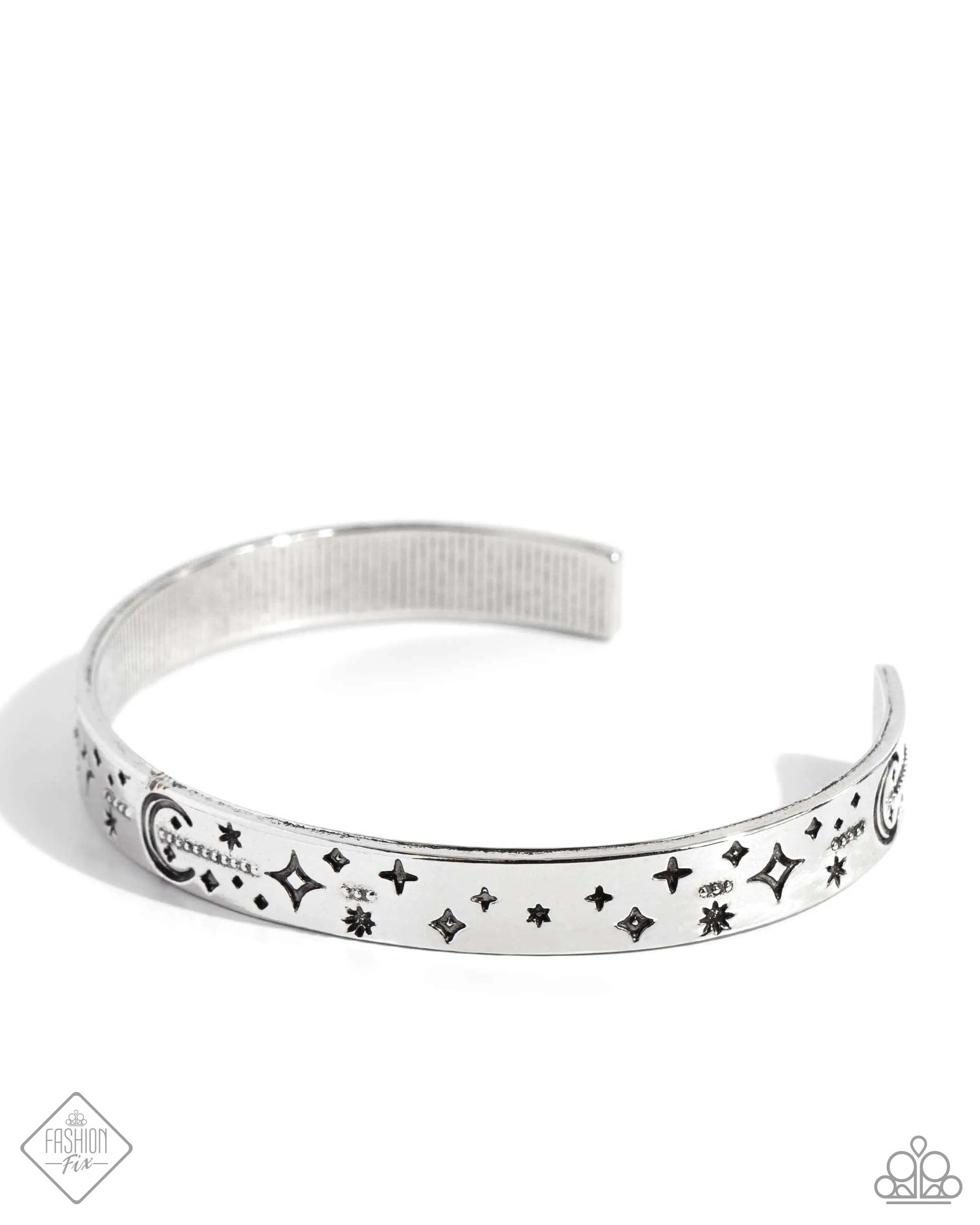 Celestial Captain - Silver - Moon and Star Paparazzi Cuff Bracelet - June 2024 Sunset Sightings