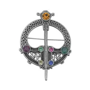 Celtic Tara Brooch Antique Stone Set Rhodium Plated