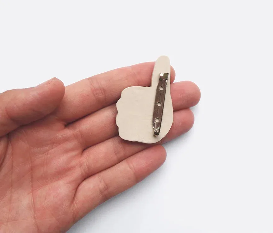 Ceramic Brooch: Thumbs Up | Togetherness