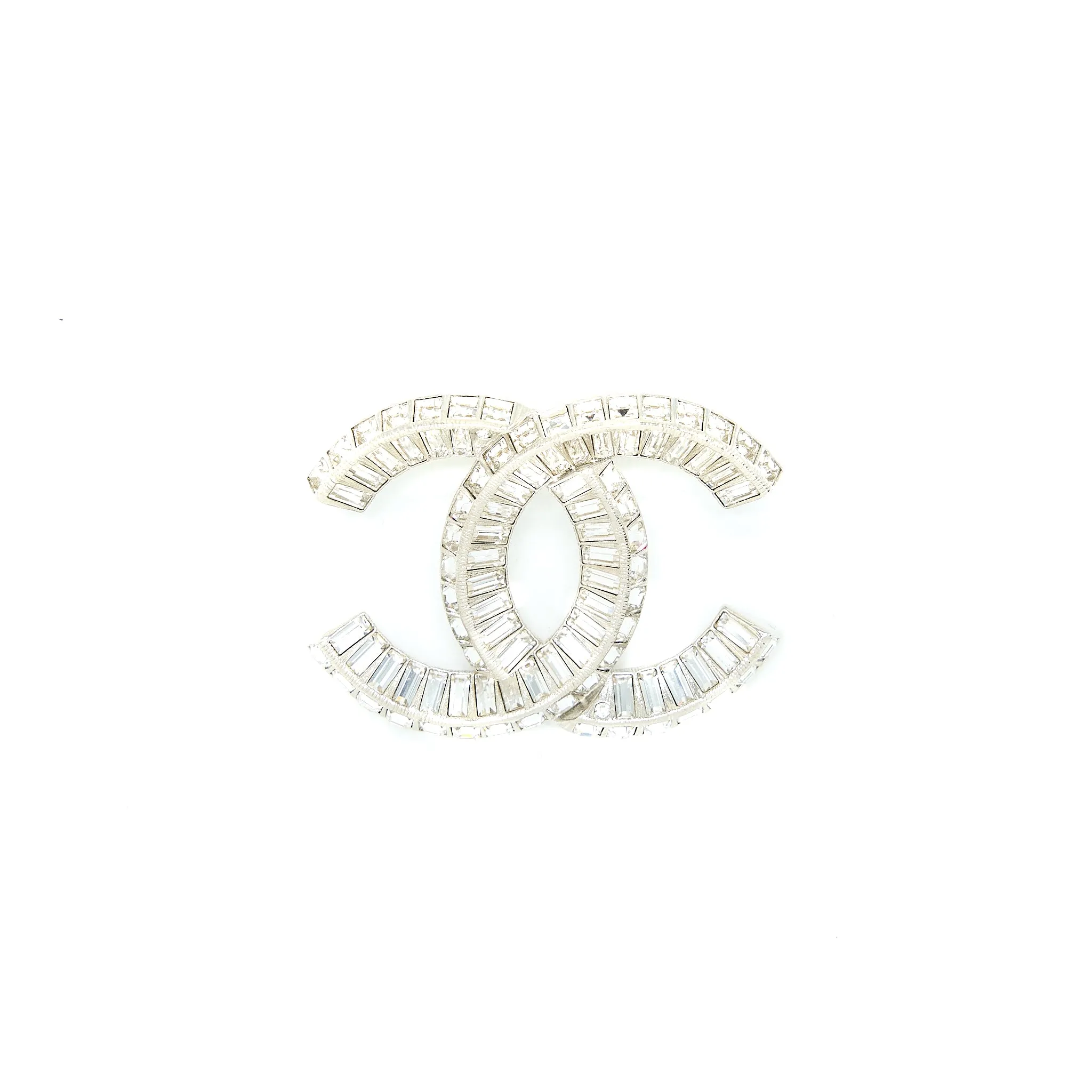 Chanel CC Logo Brooch Metal/Strass Silver Tone