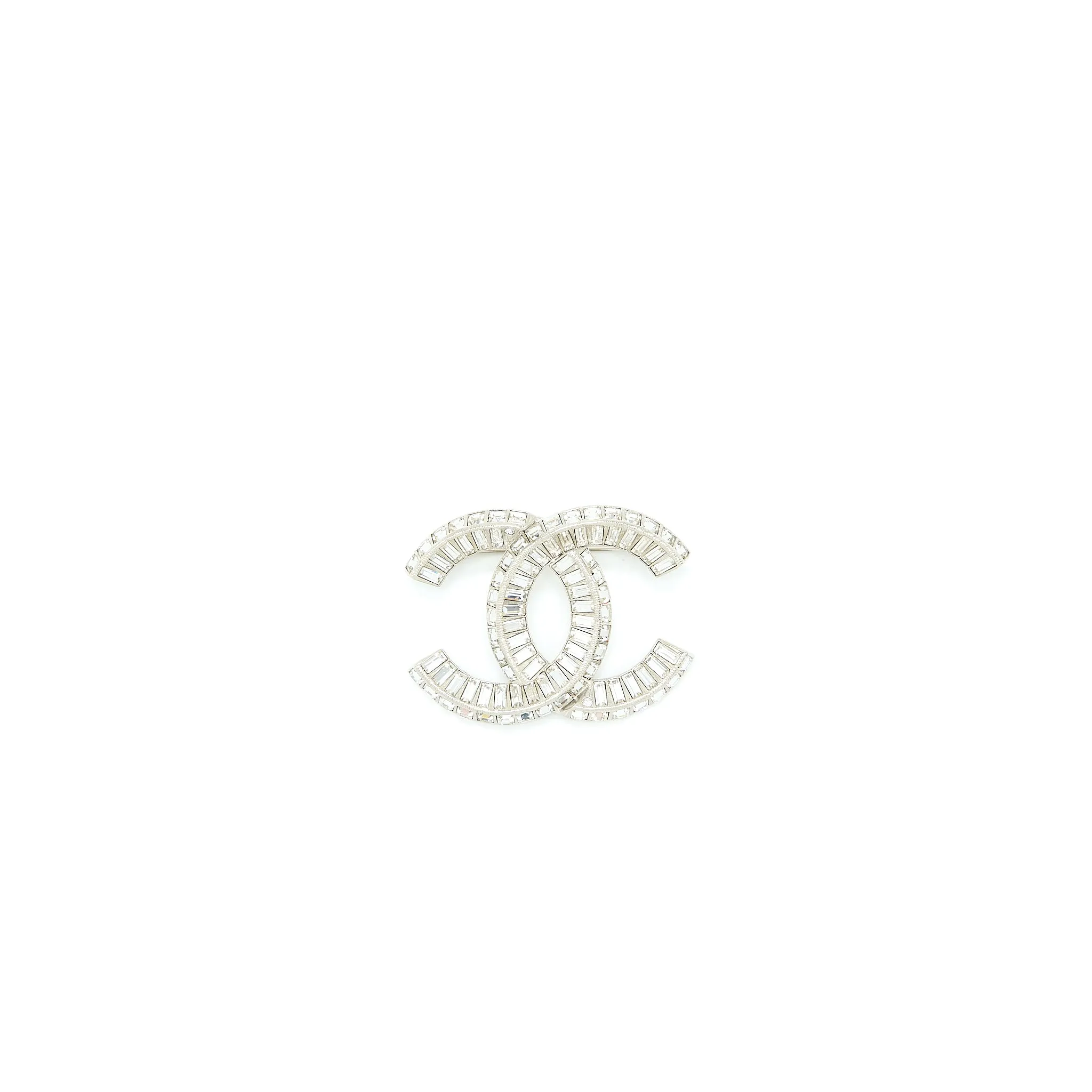 Chanel CC Logo Brooch Metal/Strass Silver Tone