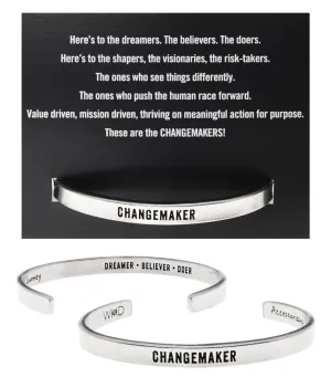Changemaker Quotable Cuff Bracelet - Dreamer, Believer, Doer