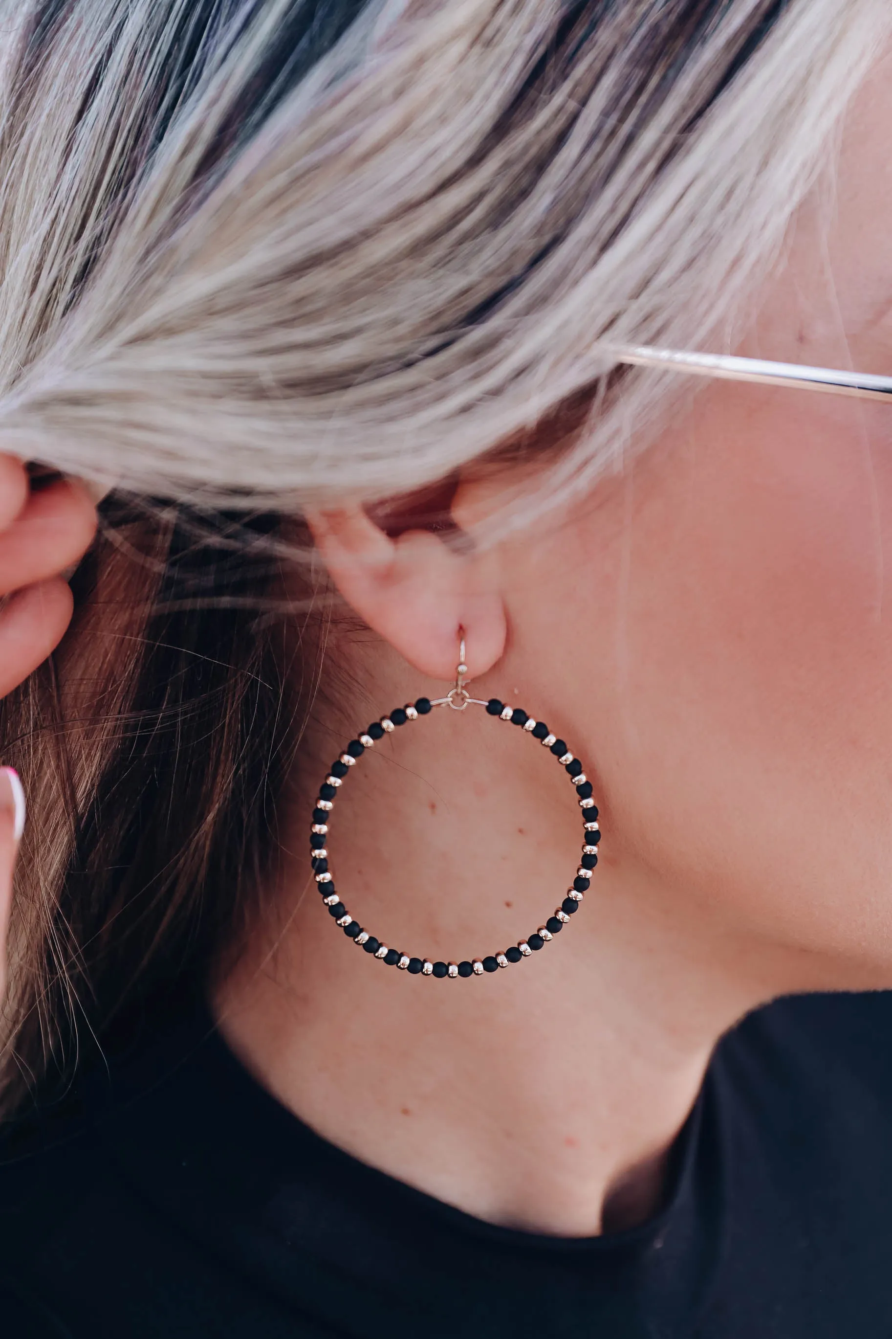 Charlise Hoop Earrings - Black