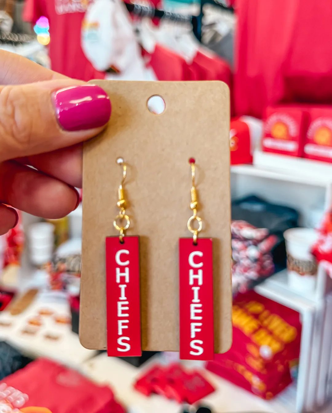 Chiefs Dangle Bar Earrings