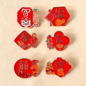 Chinese Style New Year Brooch Backpack Accessories Rich Luck Cartoon Pin Brooch Blessing Joyful 2024 Year Badge Dragon Year