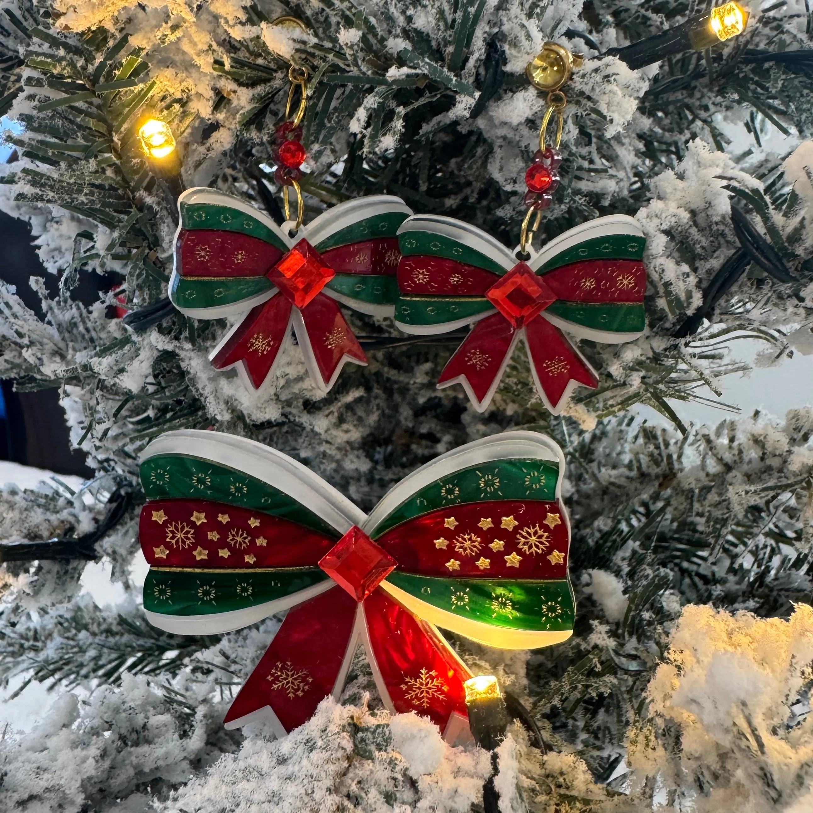Christmas Bow - earrings