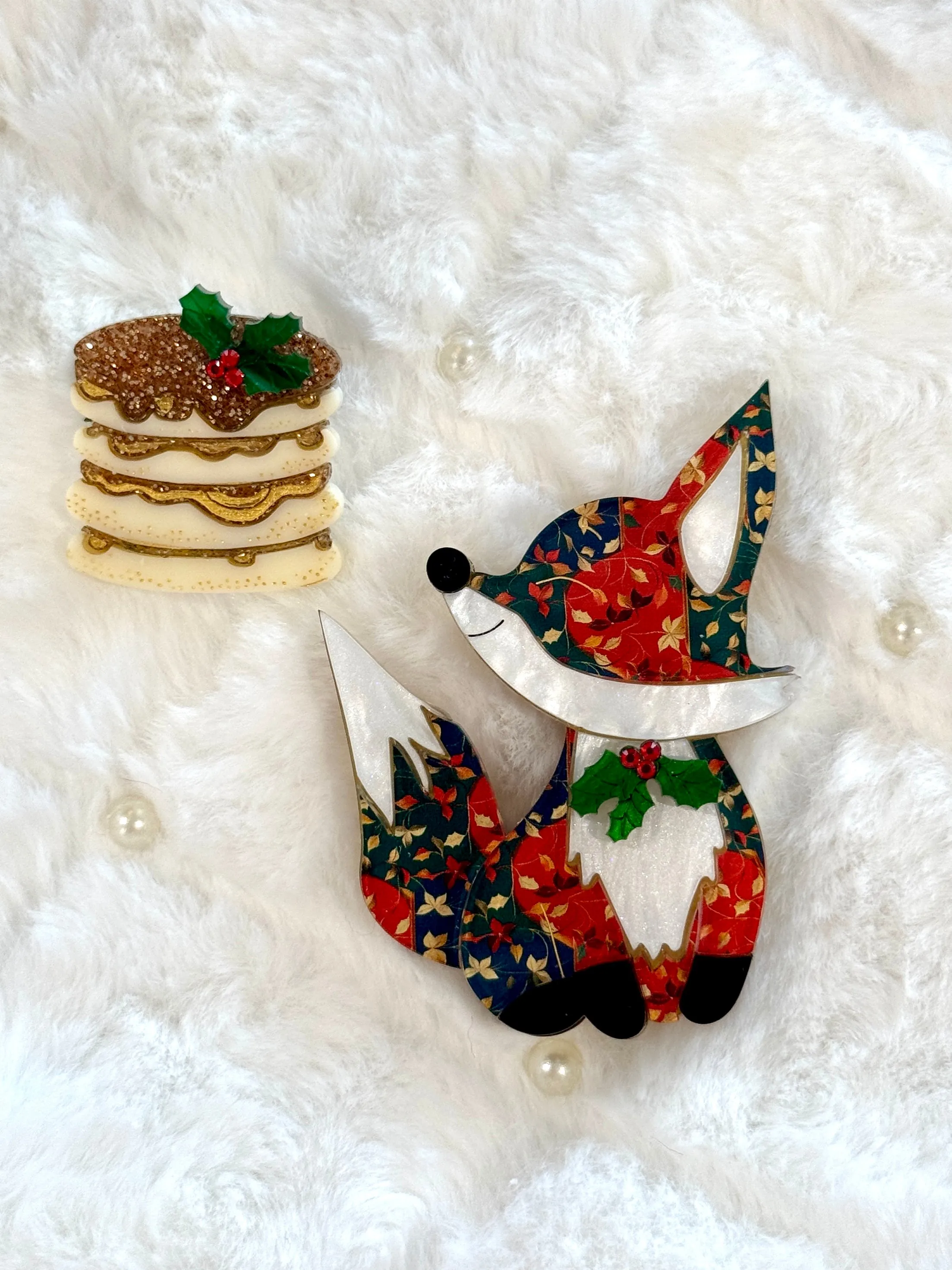 Christmas 🥞 Pancakes - mini Brooch - Set of 2
