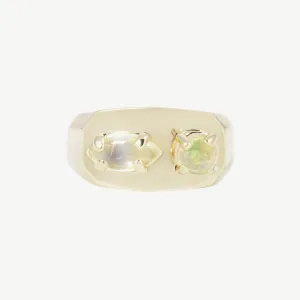Chunky Signet in Moonstone and Opal