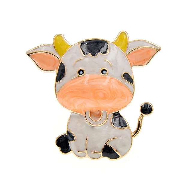 CINDY XIANG Enamel Small Calf Brooch Cow Bulk Brooches Pins 2021 Chinese New Year Animal Pin Kids Jewelry 3 Colors Available
