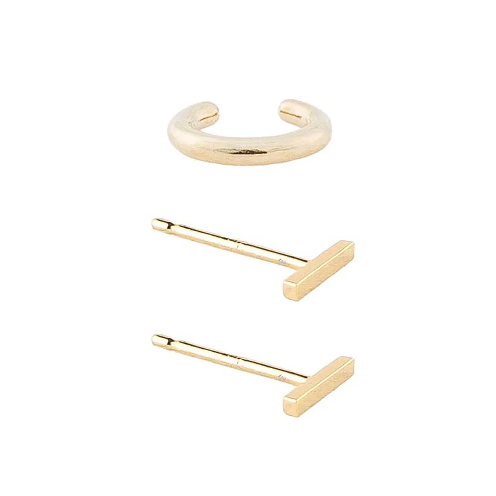Classic Ear Cuff and Little Bar Studs