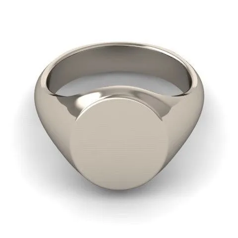 Classic Oval 14mm x 12mm - 9 Carat White Gold Signet Ring