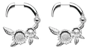 Classic Sunflower Fake Hanging Taper Earring 20g