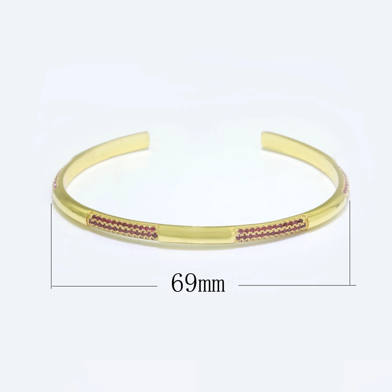 Clearance Pricing BLOWOUT Dainty gold bracelet, thin gold cuff, Pink CZ minimalist jewelry, layering jewelry, gift for her, delicate Bangle bracelet WA-184