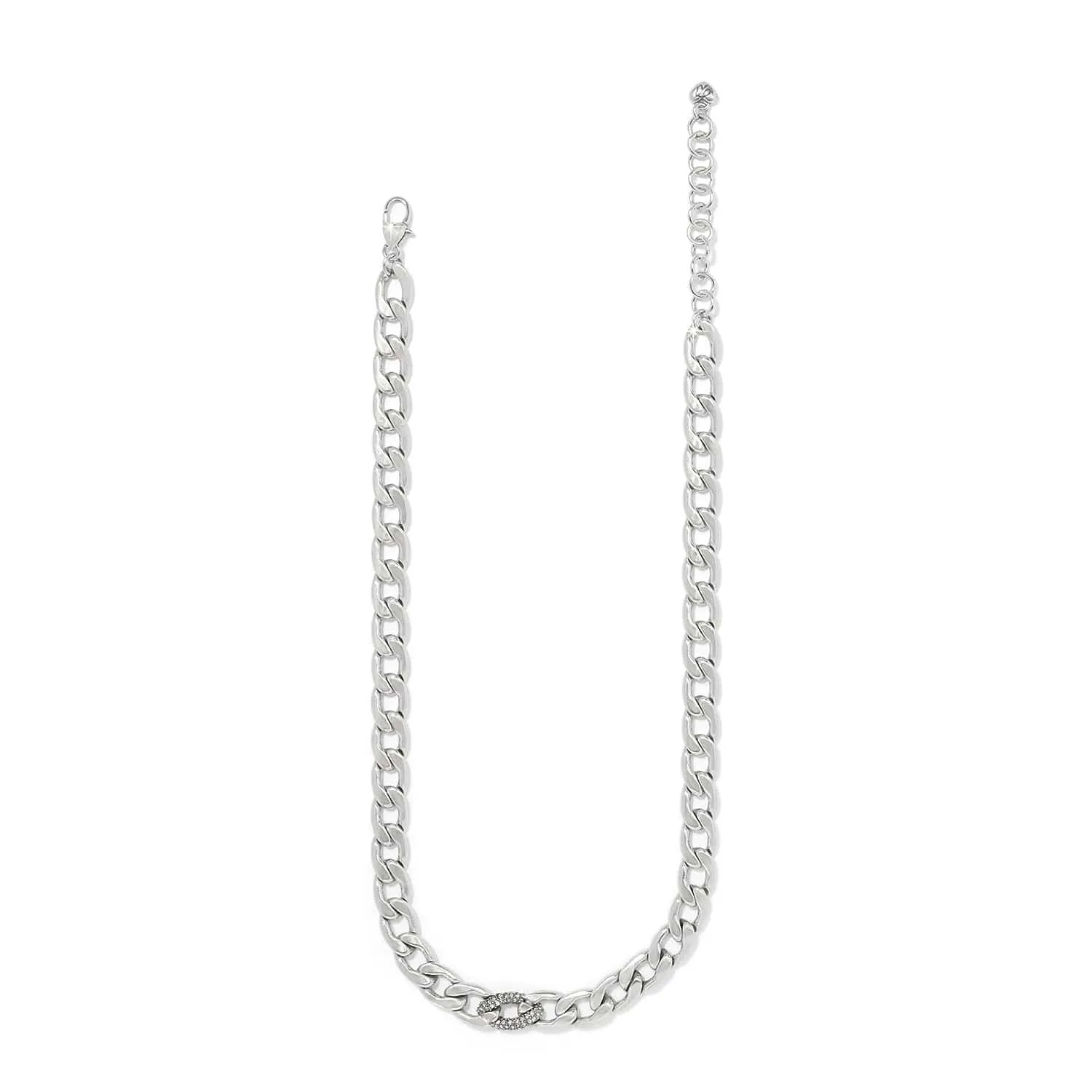 Cleo Pave Link Silver Necklace