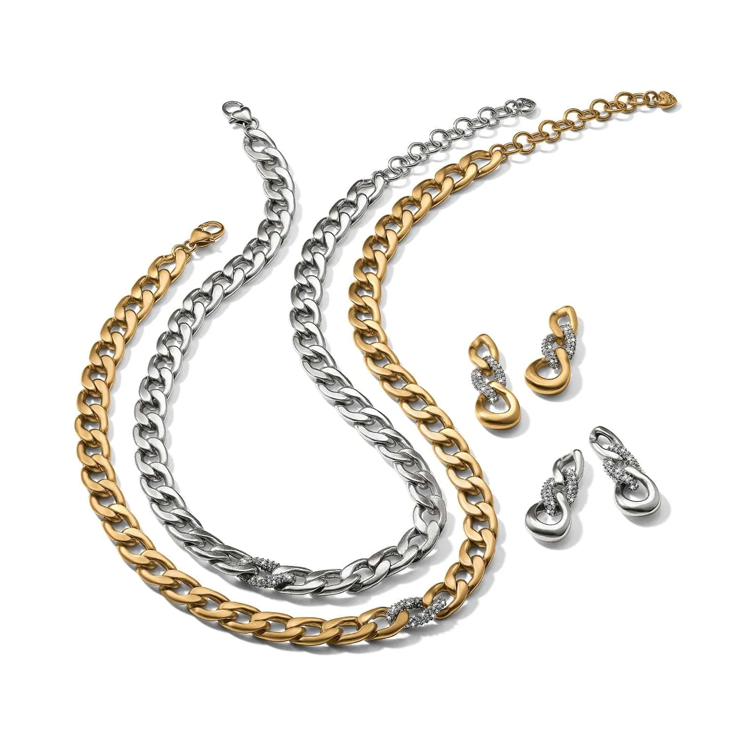 Cleo Pave Link Silver Necklace