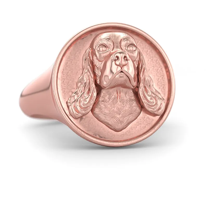 Cocker Spaniel Classic Round Signet Ring
