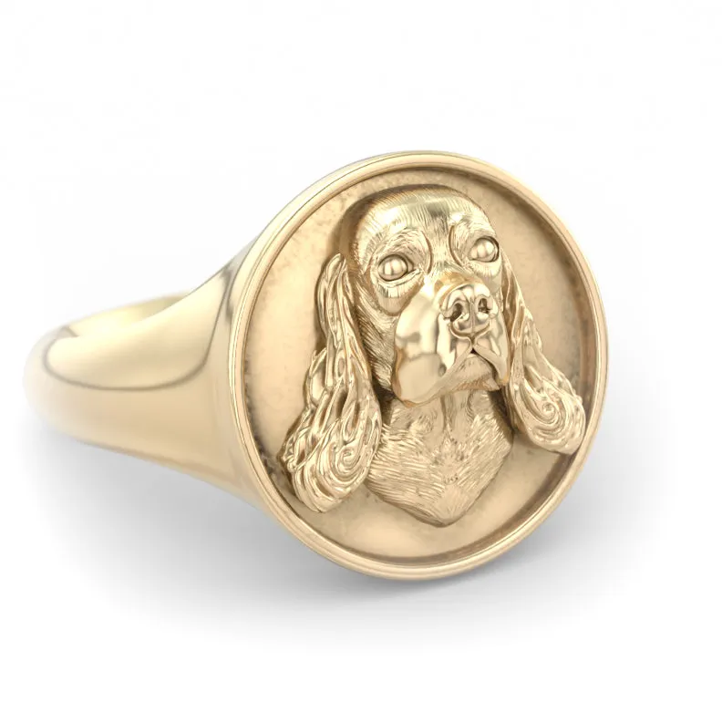 Cocker Spaniel Classic Round Signet Ring