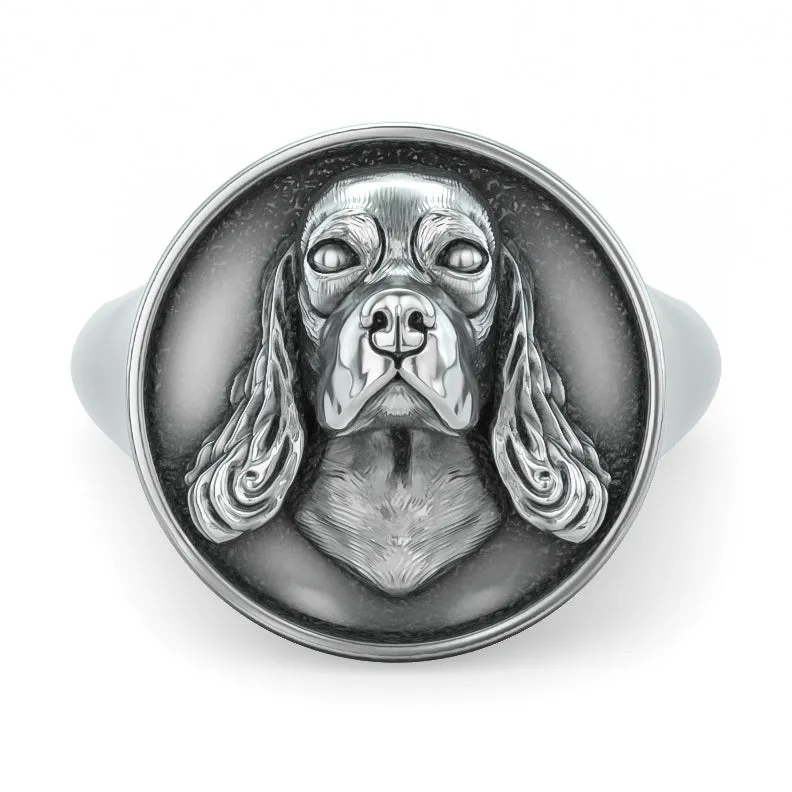 Cocker Spaniel Classic Round Signet Ring