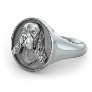 Cocker Spaniel Classic Round Signet Ring