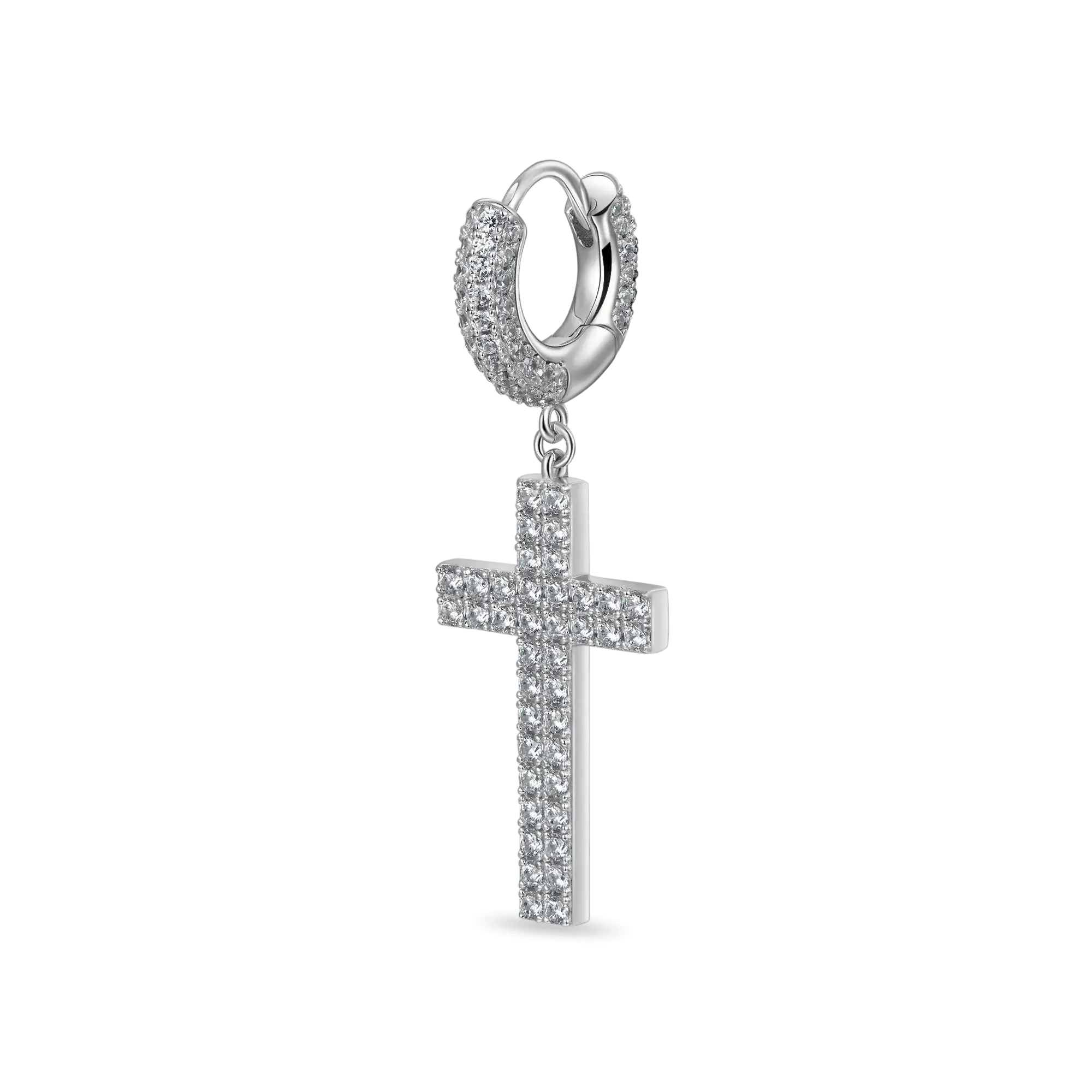Cross Earring (with Two-Row Gems)