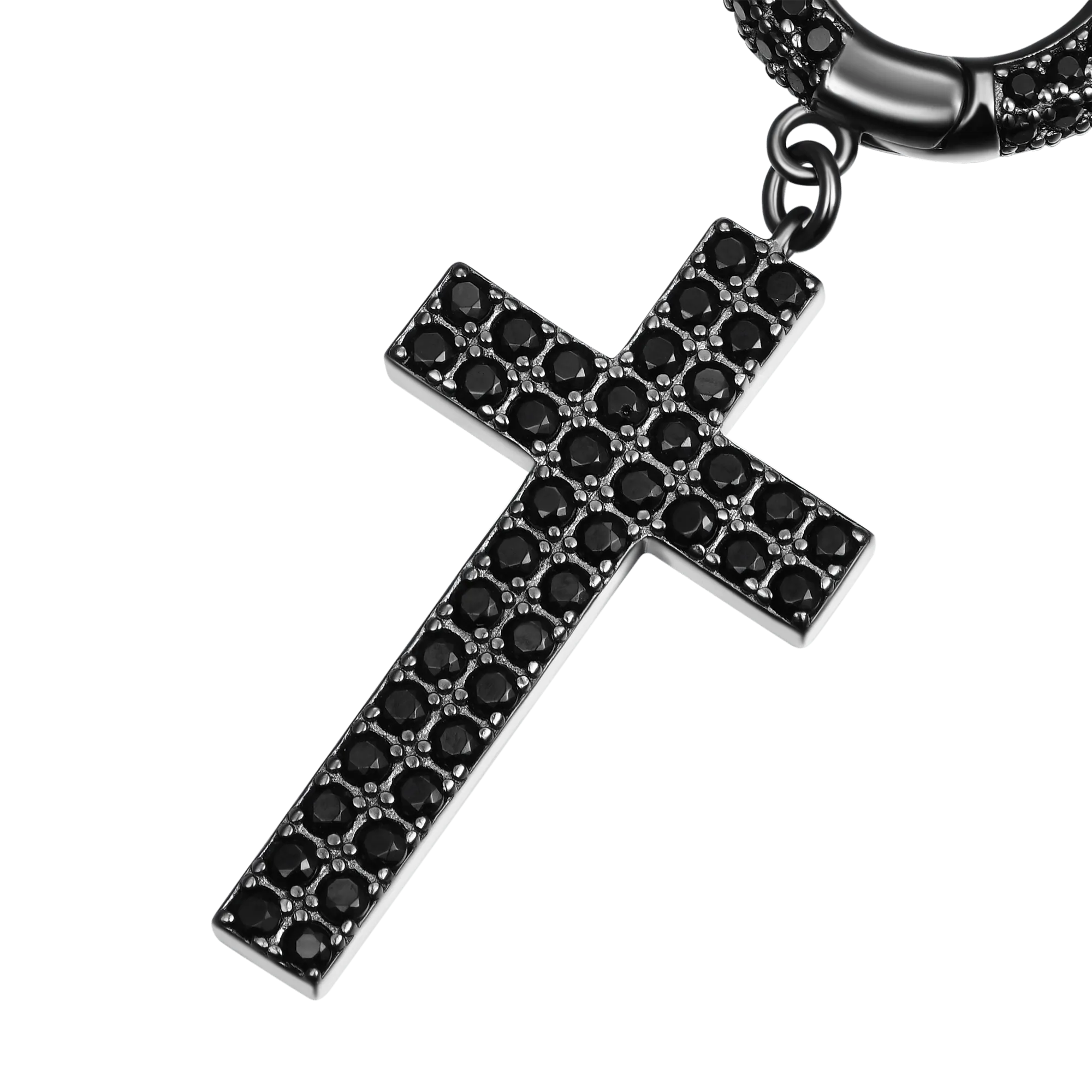Cross Earring (with Two-Row Gems)