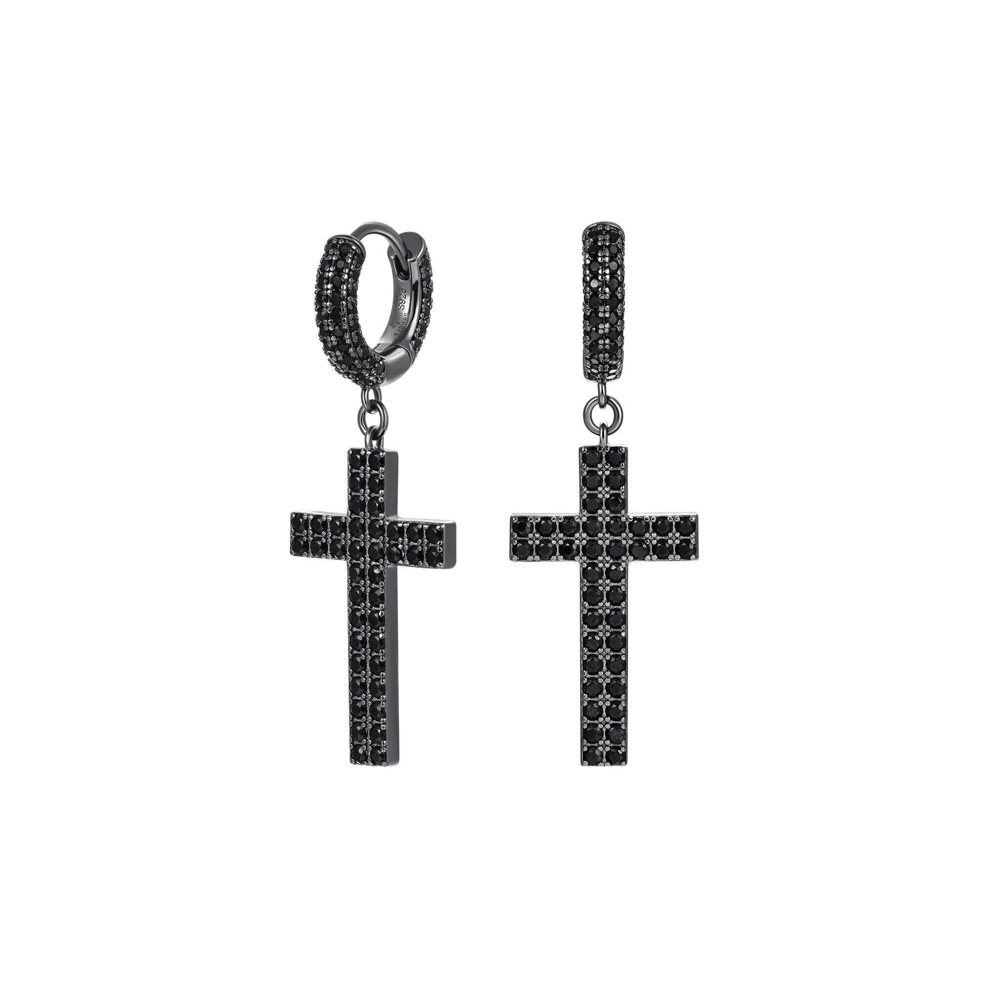 Cross Earring (with Two-Row Gems)