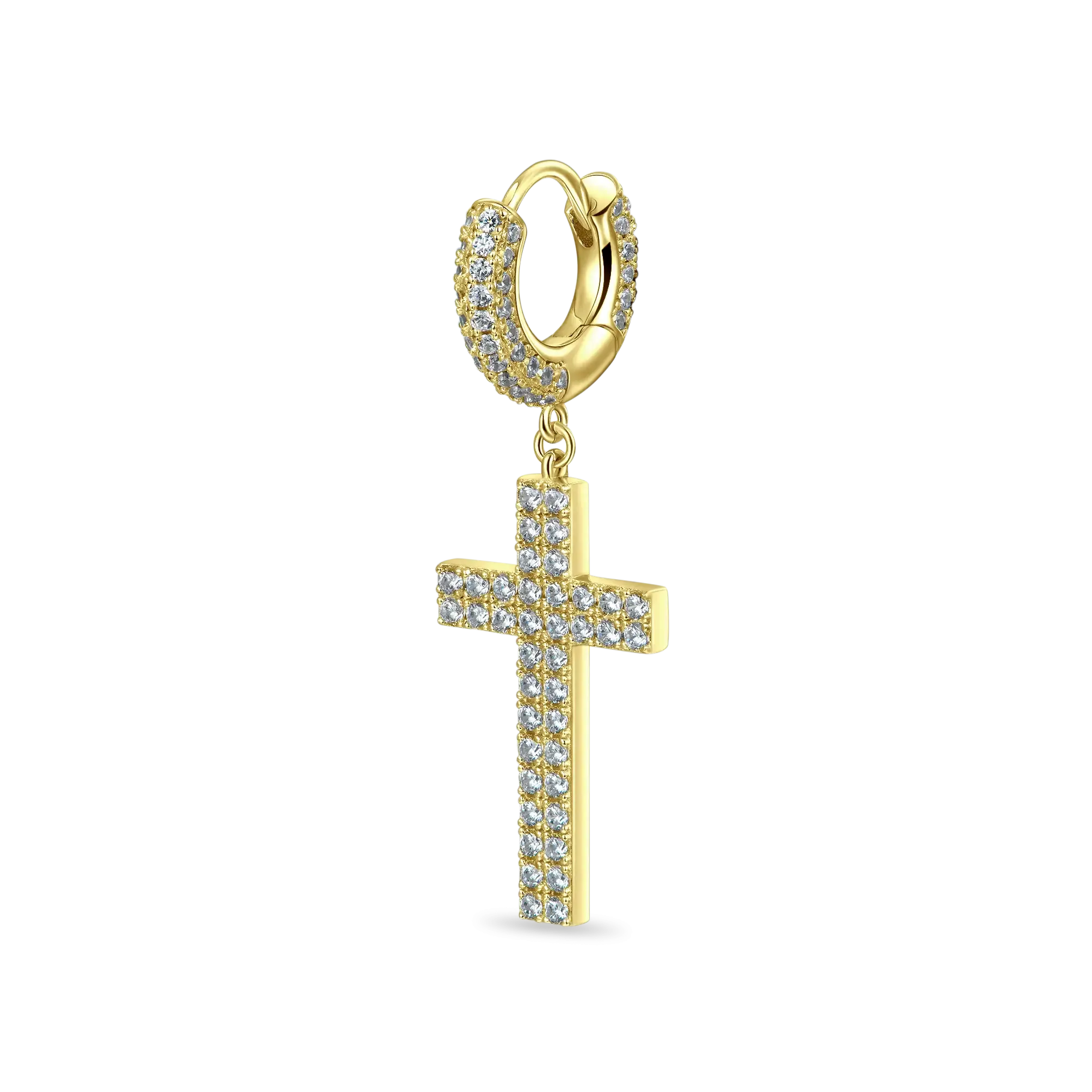 Cross Earring (with Two-Row Gems)