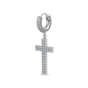 Cross Earring (with Two-Row Gems)