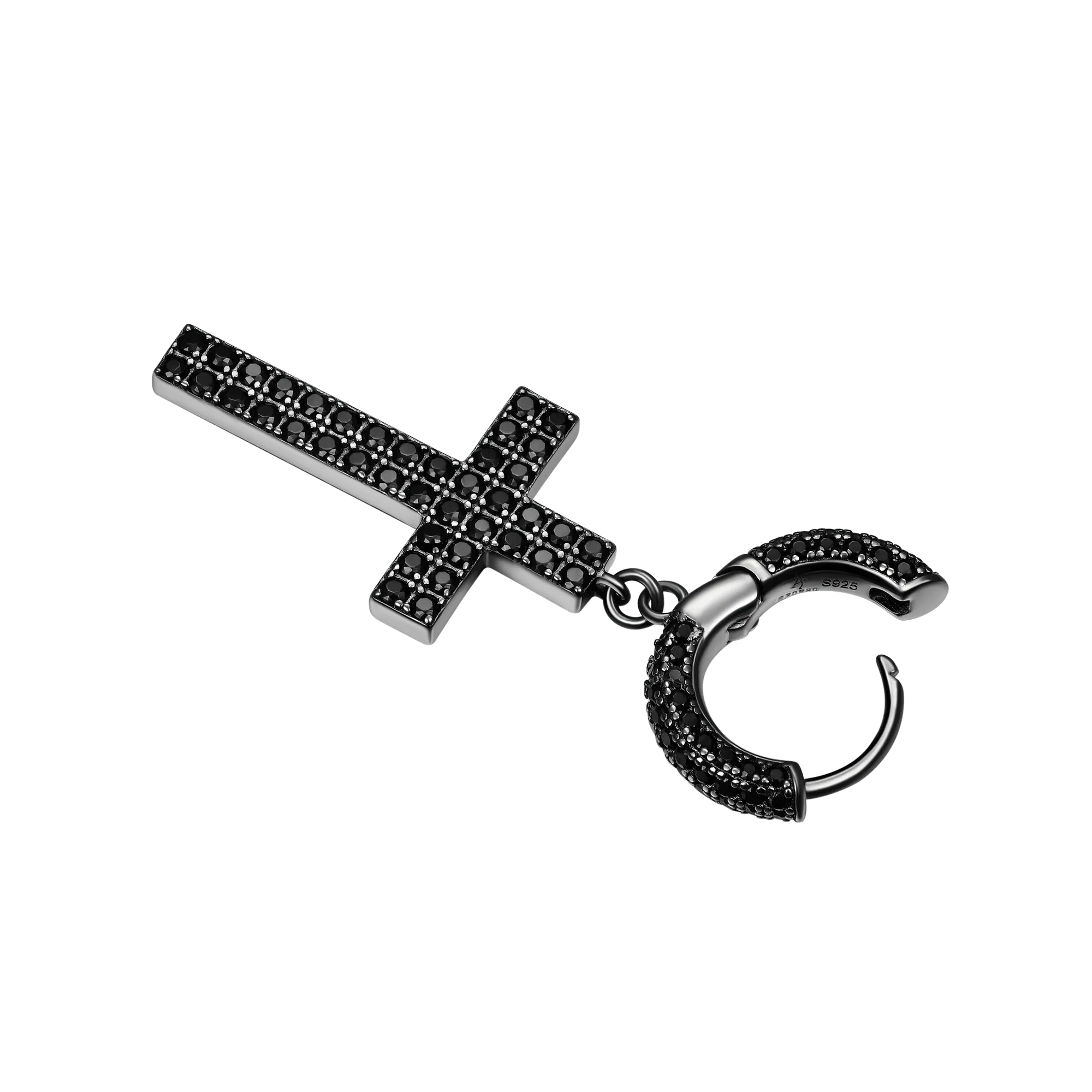 Cross Earring (with Two-Row Gems)