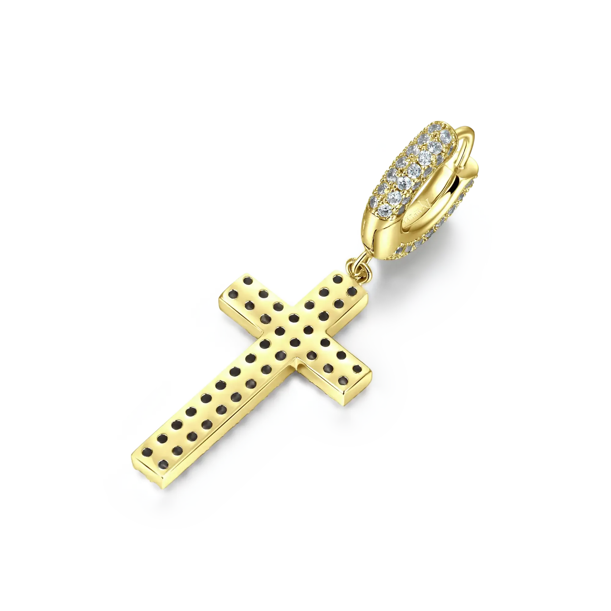 Cross Earring (with Two-Row Gems)