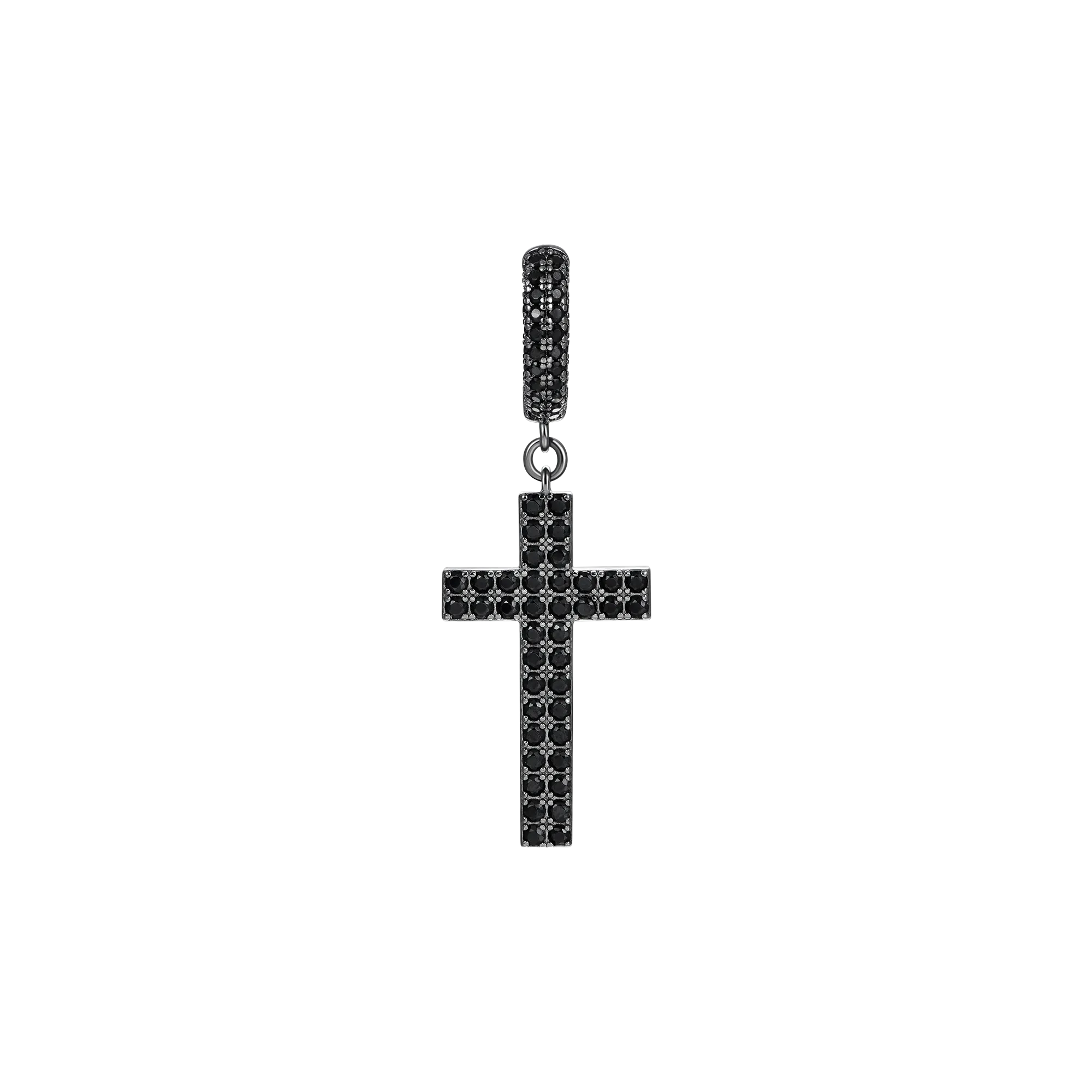 Cross Earring (with Two-Row Gems)