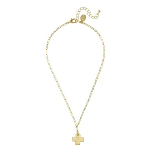 Cross Paperclip Necklace, gold