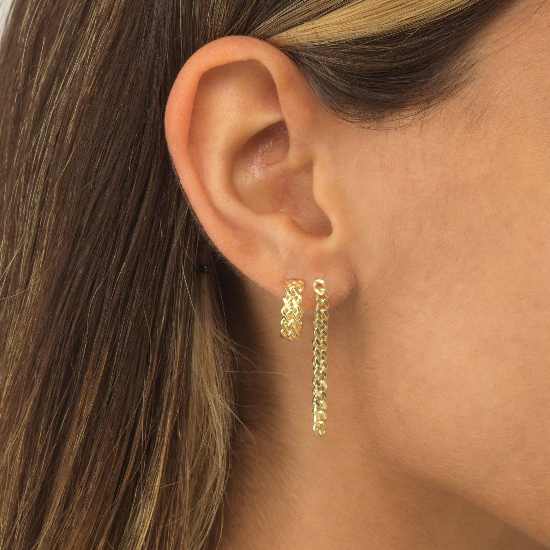 Cuban Link Drop Stud Earring