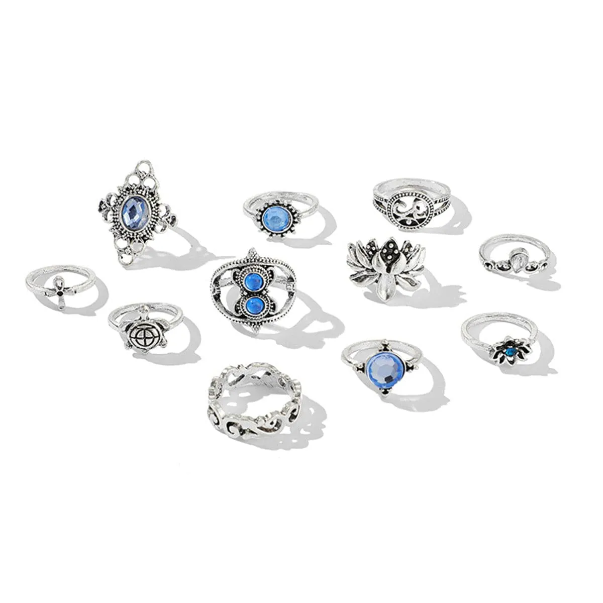 Cubic Zirconia & Silver-Plated Tortoise Ring Set