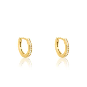 Cubic Zirconia Hoop Earrings - Gold White - Small