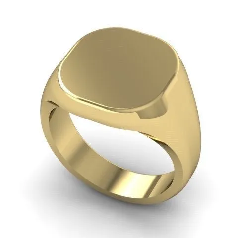 Cushion 12mm x 11mm - 9 Carat Yellow Gold Signet Ring