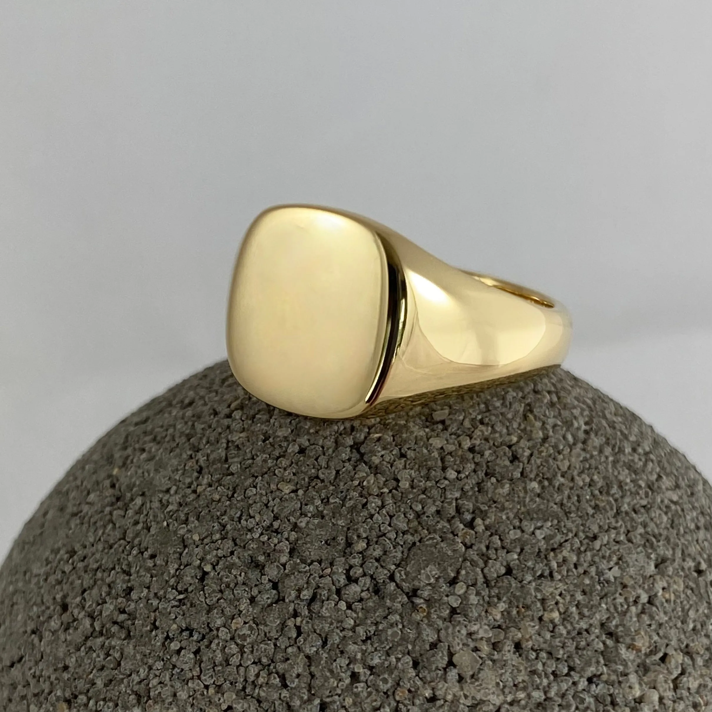 Cushion 12mm x 11mm - 9 Carat Yellow Gold Signet Ring
