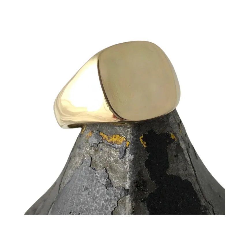 Cushion 12mm x 11mm - 9 Carat Yellow Gold Signet Ring
