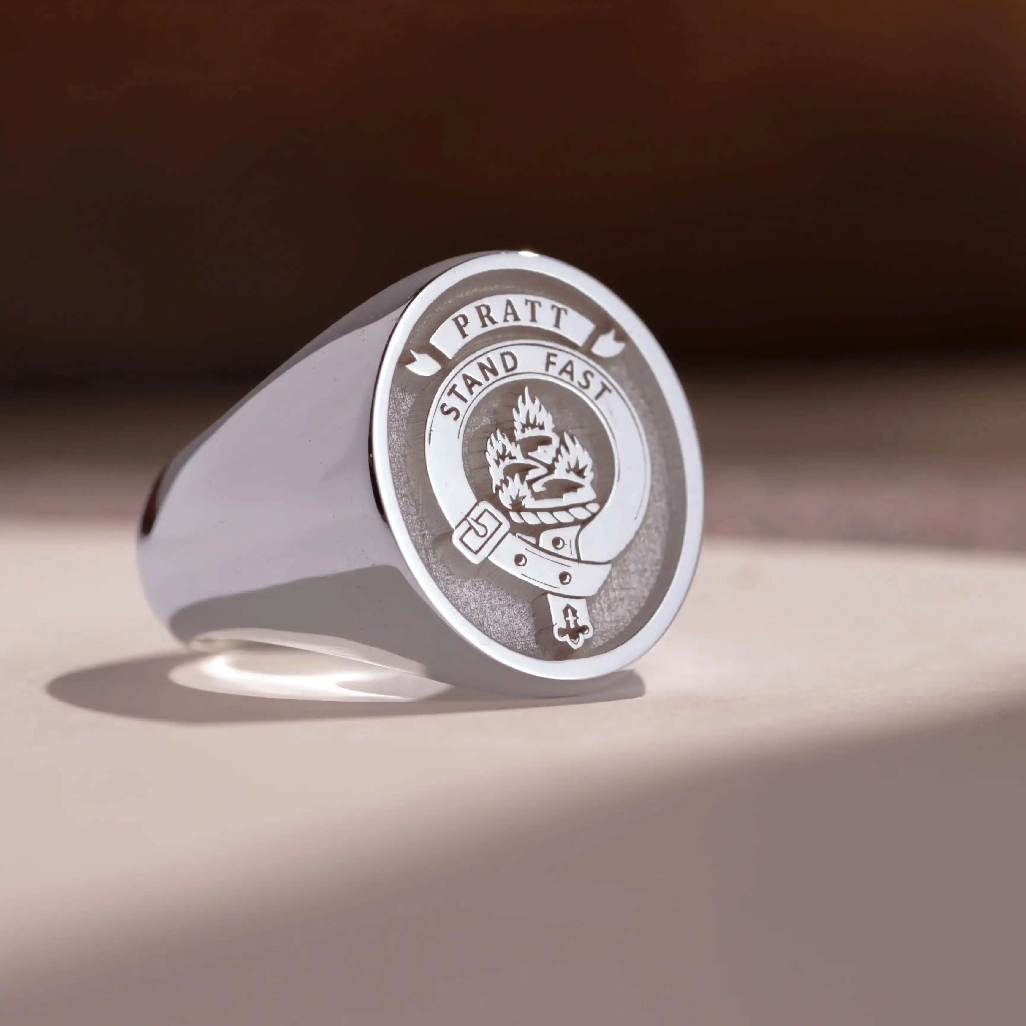 Custom Ring - White Gold Coated - Raised Design
